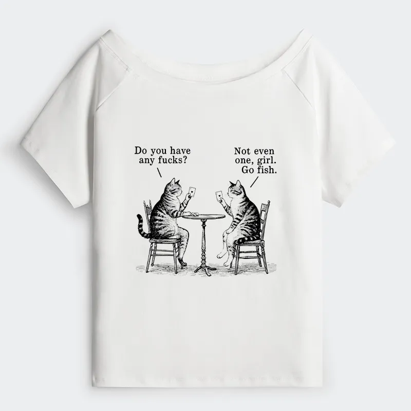 Tokyo-Tiger Cat Poker Night Off Shoulder T-Shirt Sale