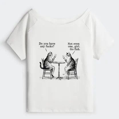 Tokyo-Tiger Cat Poker Night Off Shoulder T-Shirt