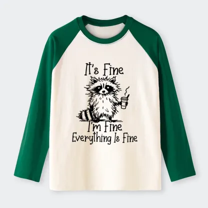 Tokyo-Tiger Raccoon Fine Meme Raglan Long Sleeve T-shirt