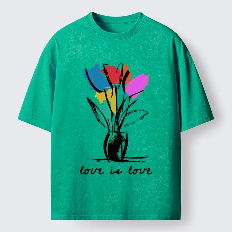 Tokyo-Tiger Pride Tulip Love Is Love Washed T-Shirt