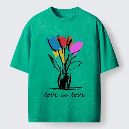 Tokyo-Tiger Pride Tulip Love Is Love Washed T-Shirt