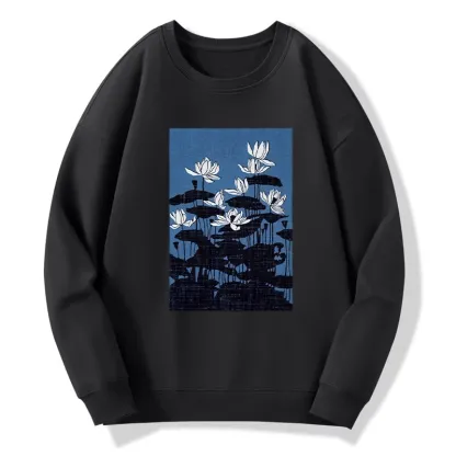 Tokyo-Tiger Blue Lotus Japanese Art Classic Sweatshirt