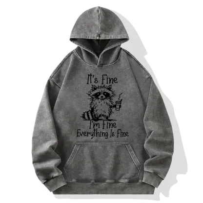 Tokyo-Tiger Raccoon Fine Meme Washed Hoodie