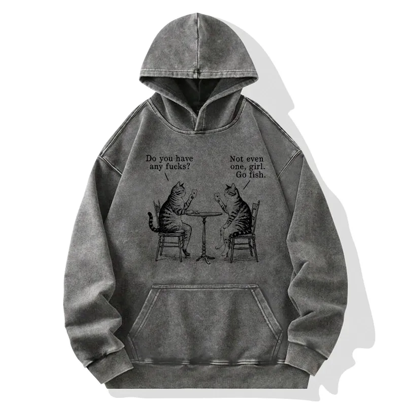 Tokyo-Tiger Cat Poker Night Washed Hoodie