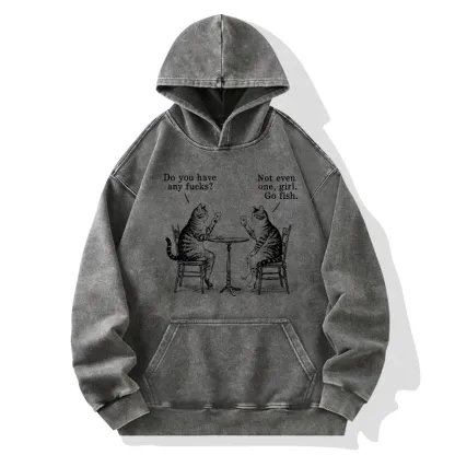 Tokyo-Tiger Cat Poker Night Washed Hoodie