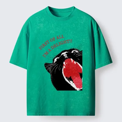 Tokyo-Tiger Funny Cat Yelling Quote Meme Washed T-Shirt