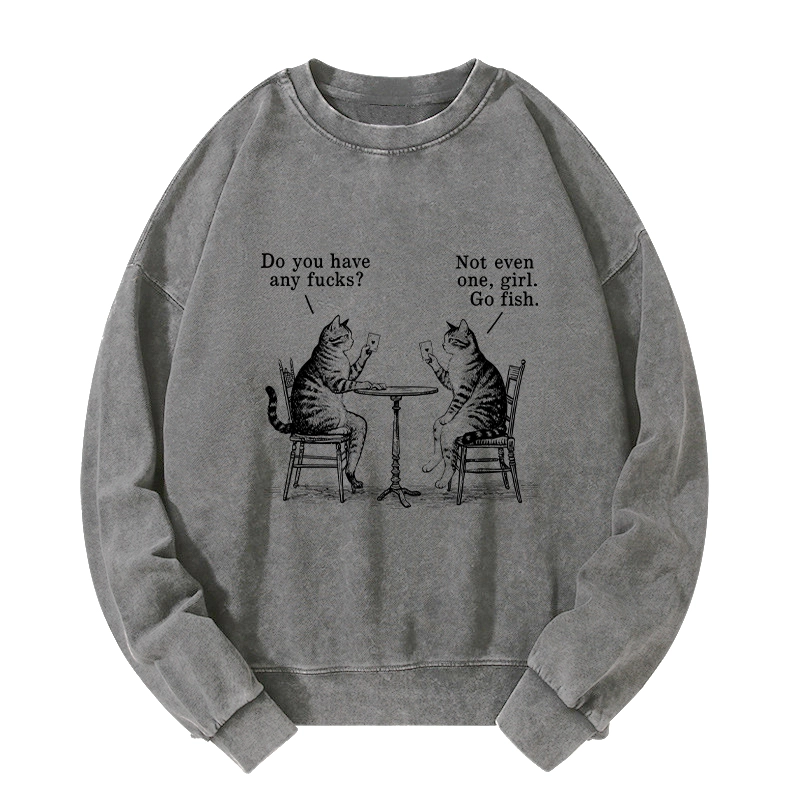 Tokyo-Tiger Cat Poker Night Washed Sweatshirt