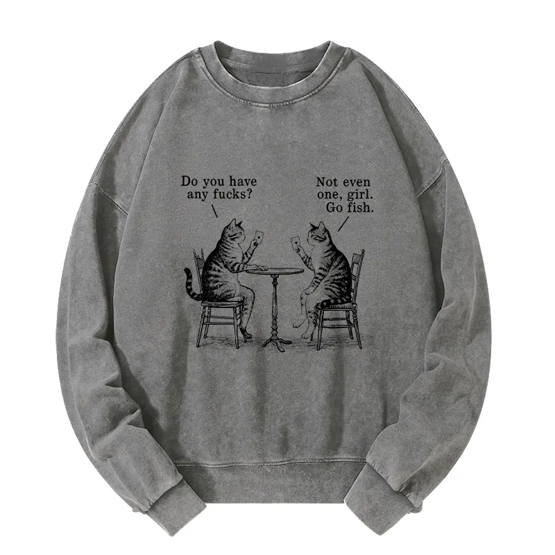 Tokyo-Tiger Cat Poker Night Washed Sweatshirt