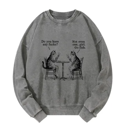 Tokyo-Tiger Cat Poker Night Washed Sweatshirt