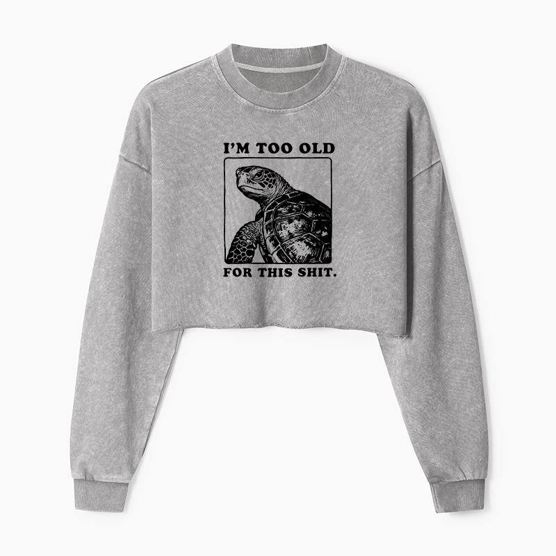 Tokyo-Tiger Turtle I Quit Meme Energy Washed Crop Sweatshirt