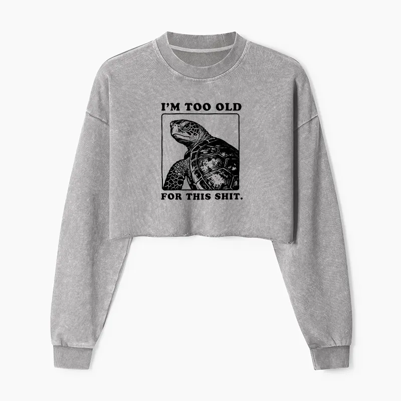 Tokyo-Tiger Turtle I Quit Meme Energy Washed Crop Sweatshirt