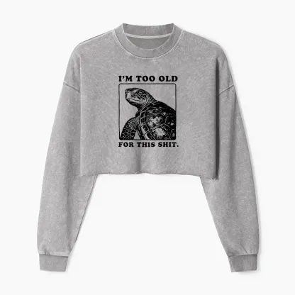 Tokyo-Tiger Turtle I Quit Meme Energy Washed Crop Sweatshirt