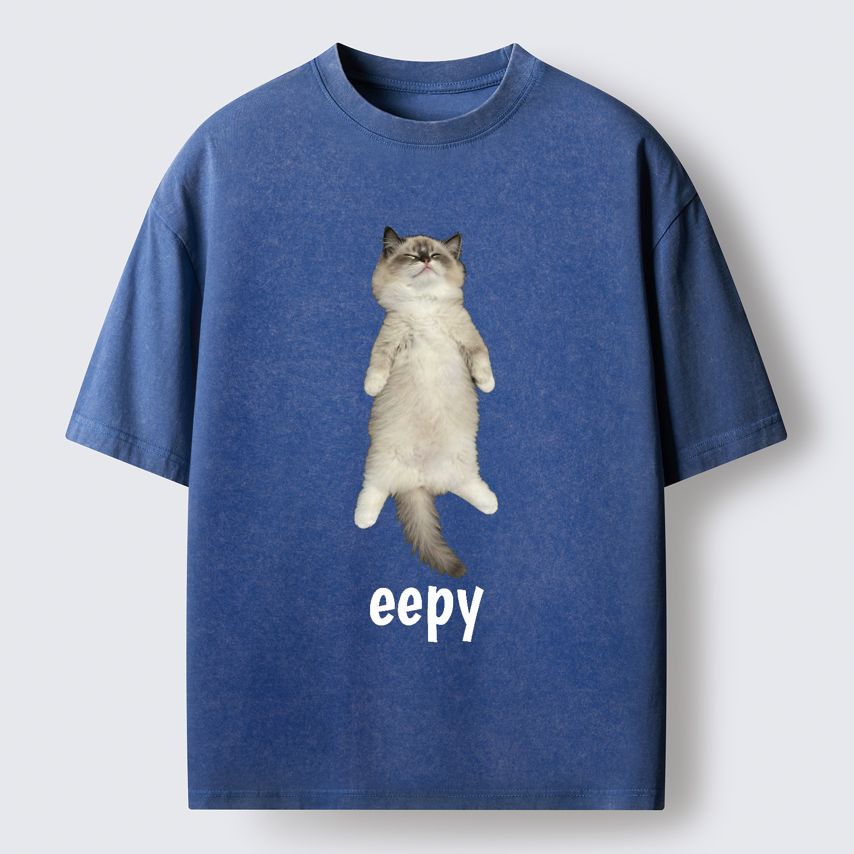 Tokyo-Tiger Cute Eepy Cat Washed T-Shirt