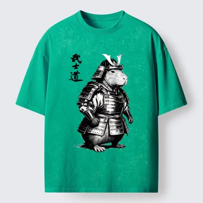 Tokyo-Tiger Capybara Samurai No Fear Washed T-Shirt