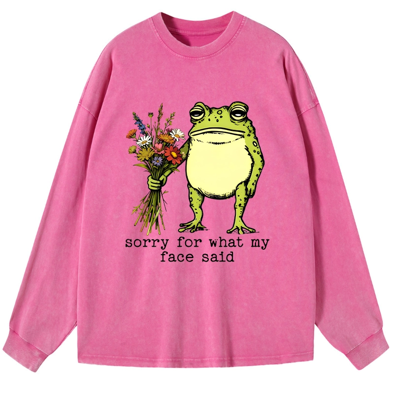 Tokyo-Tiger Frog Sorry Mode Activated Washed Long Sleeve T-Shirt