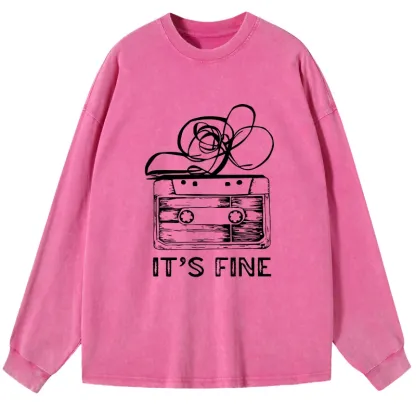Tokyo-Tiger Cassette Fine Meme Washed Long Sleeve T-Shirt