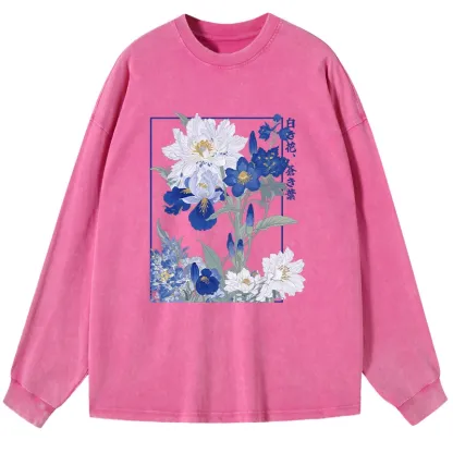 Tokyo-Tiger Blossoms Of The Firmament Washed Long Sleeve T-Shirt