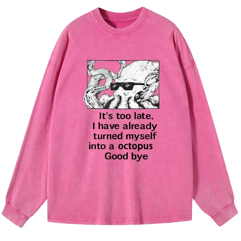 Tokyo-Tiger Octopus Meme I Disappeared Completely Washed Long Sleeve T-Shirt