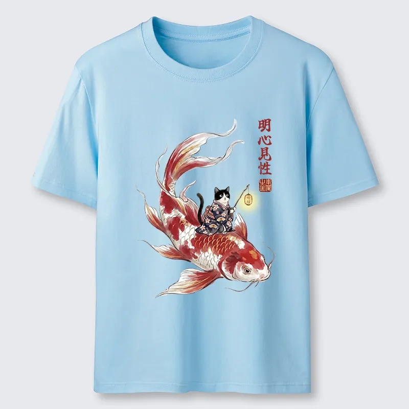 Tokyo-Tiger Cute Kimono Cat On Koi Fish Classic T-Shirt