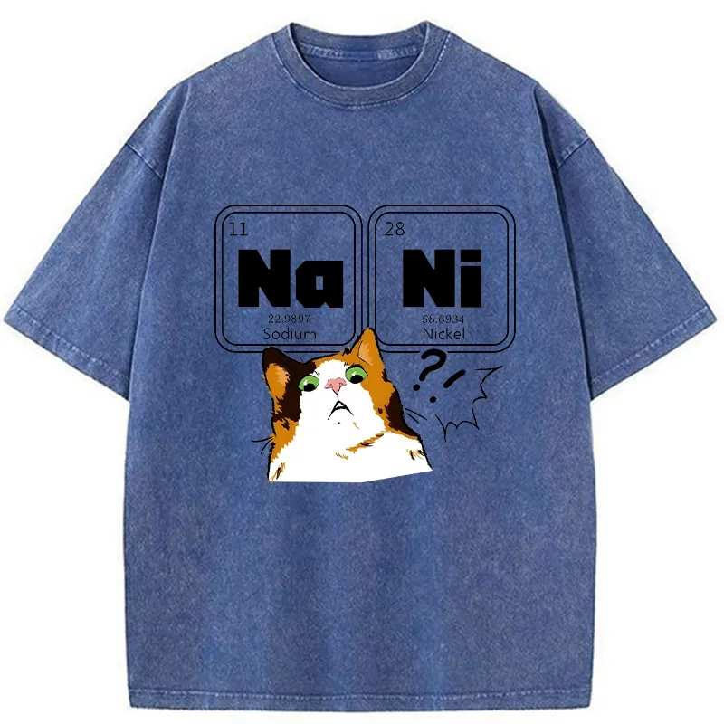 Tokyo-Tiger Funny NaNi Cat Washed T-Shirt