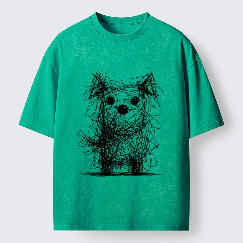 Tokyo-Tiger Scruffy Dog Chaos Art Washed T-Shirt