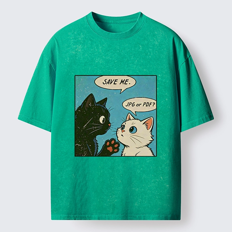 Tokyo-Tiger Black White Cat Office Meme Washed T-Shirt