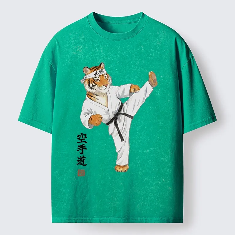 Tokyo-Tiger Karate Kick Tiger Washed T-Shirt