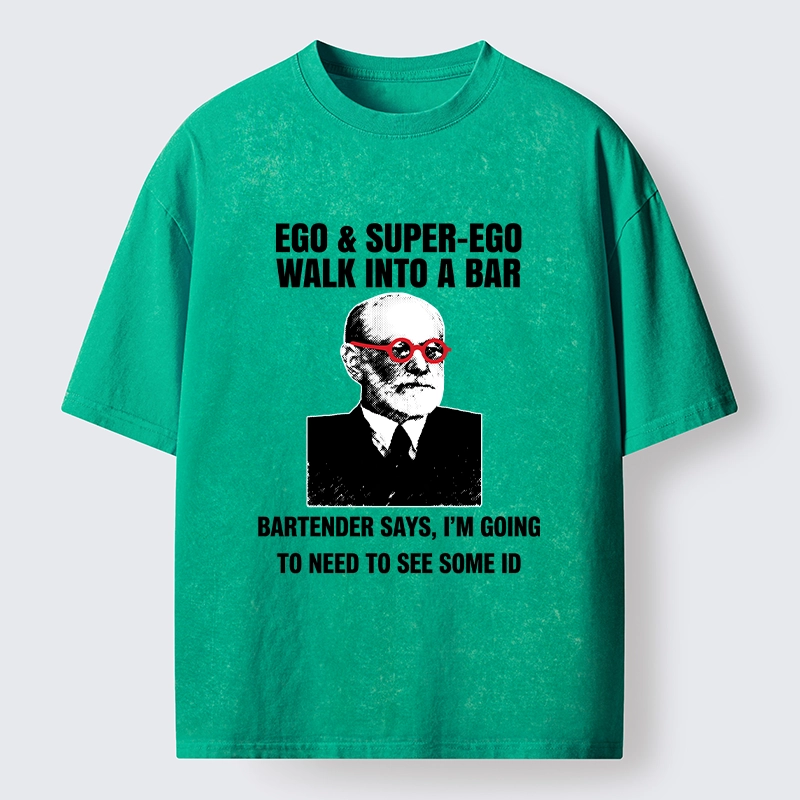 Tokyo-Tiger Funny Psychology Bar Joke Washed T-Shirt