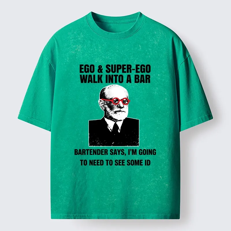 Tokyo-Tiger Funny Psychology Bar Joke Washed T-Shirt