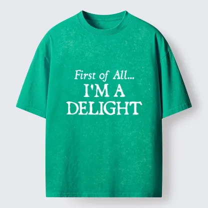 Tokyo-Tiger Attitude Delight Text Meme Washed T-Shirt