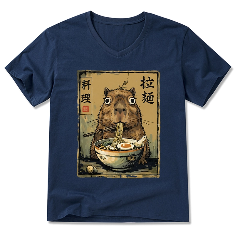Tokyo-Tiger Cute Capybara Eating Ramen V-Neck Classic T-Shirt