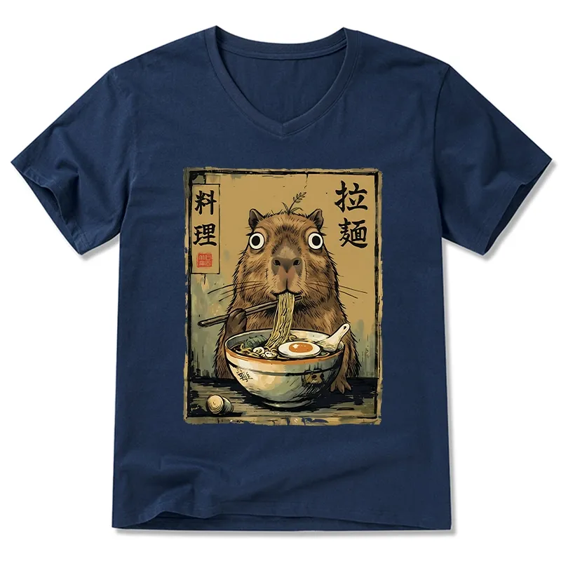 Tokyo-Tiger Cute Capybara Eating Ramen V-Neck Classic T-Shirt