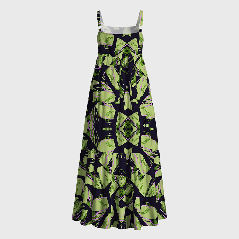 Tokyo-Tiger Geometric Art In The Forest Maxi Dress