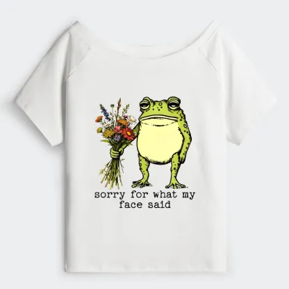 Tokyo-Tiger Frog Sorry Mode Activated Off Shoulder T-Shirt