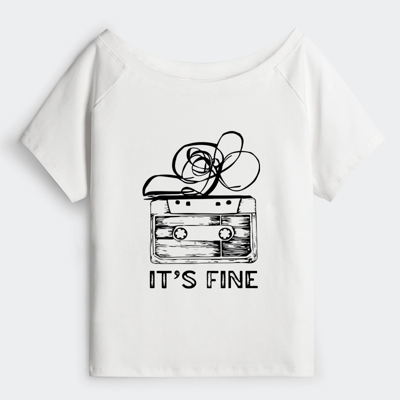 Tokyo-Tiger Cassette Fine Meme Off Shoulder T-Shirt
