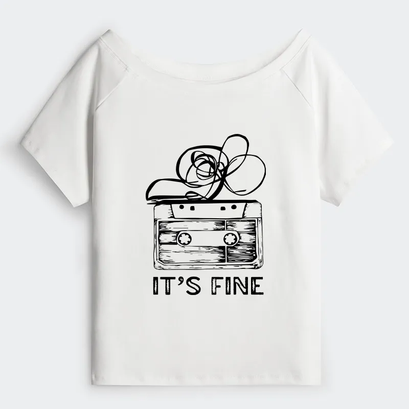 Tokyo-Tiger Cassette Fine Meme Off Shoulder T-Shirt Sale