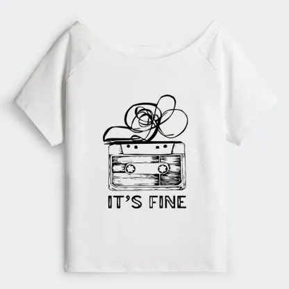 Tokyo-Tiger Cassette Fine Meme Off Shoulder T-Shirt
