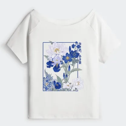 Tokyo-Tiger Blossoms Of The Firmament Off Shoulder T-Shirt