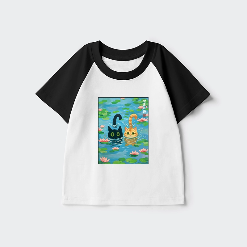 Tokyo-Tiger Cats In The Lotus Pond Kids Raglan T-shirt