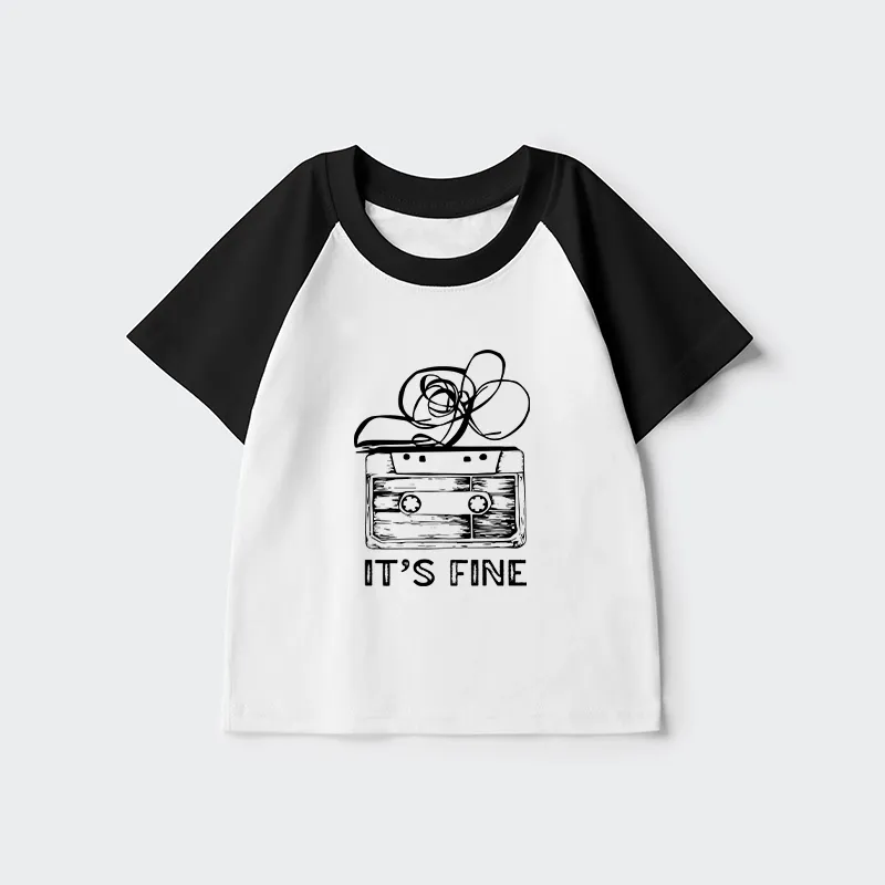 Tokyo-Tiger Cassette Fine Meme Kids Raglan T-shirt