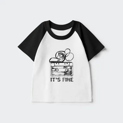 Tokyo-Tiger Cassette Fine Meme Kids Raglan T-shirt