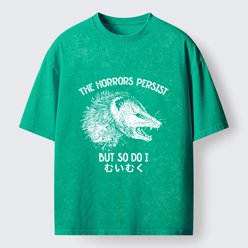 Tokyo-Tiger Raccoon Dark Humor Quote Washed T-Shirt