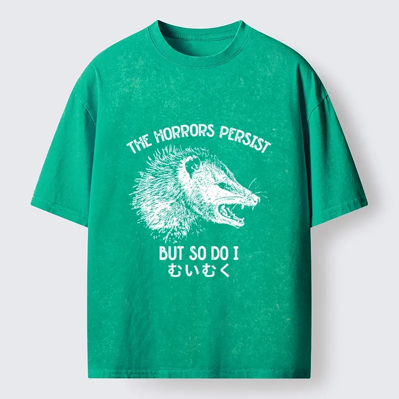 Tokyo-Tiger Raccoon Dark Humor Quote Washed T-Shirt