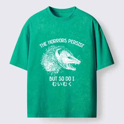 Tokyo-Tiger Raccoon Dark Humor Quote Washed T-Shirt