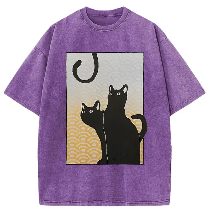 Tokyo-Tiger Three Black Cats Washed T-Shirt