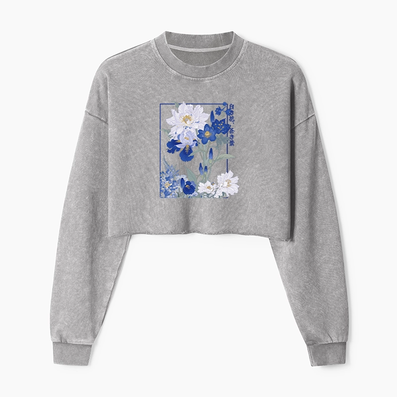 Tokyo-Tiger Blossoms Of The Firmament Washed Crop Sweatshirt