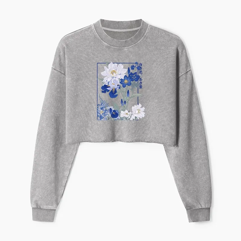 Tokyo-Tiger Blossoms Of The Firmament Washed Crop Sweatshirt