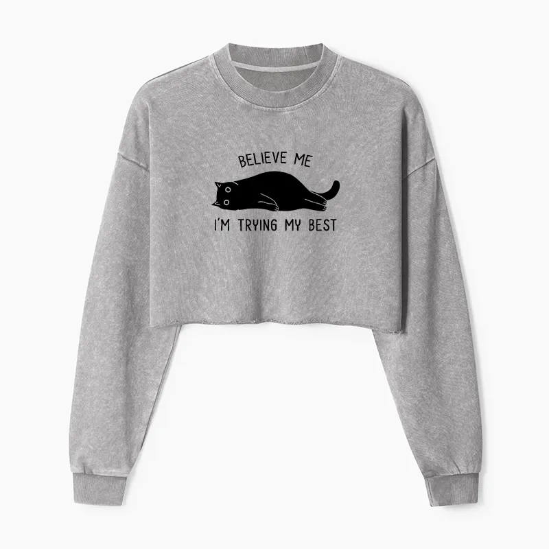 Tokyo-Tiger When Life Is Hard Nap First Washed Crop Sweatshirt