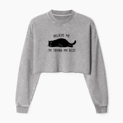 Tokyo-Tiger When Life Is Hard Nap First Washed Crop Sweatshirt