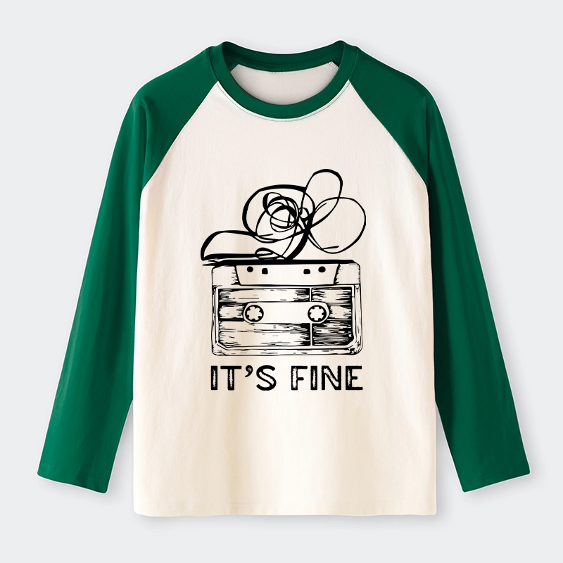 Tokyo-Tiger Cassette Fine Meme Raglan Long Sleeve T-shirt